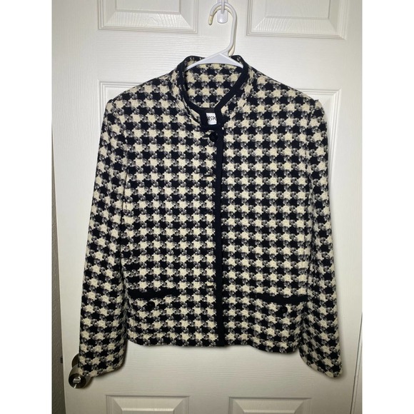 Kasper white and black wool blend blazer size 12 - Picture 1 of 9